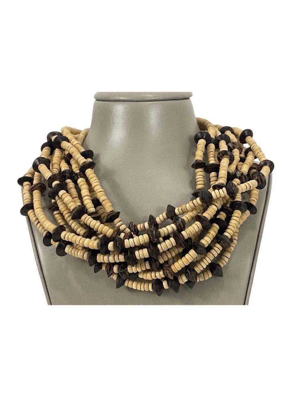 Jay Feinberg 80s Vintage Statement Choker Necklace 18” Beige and Brown